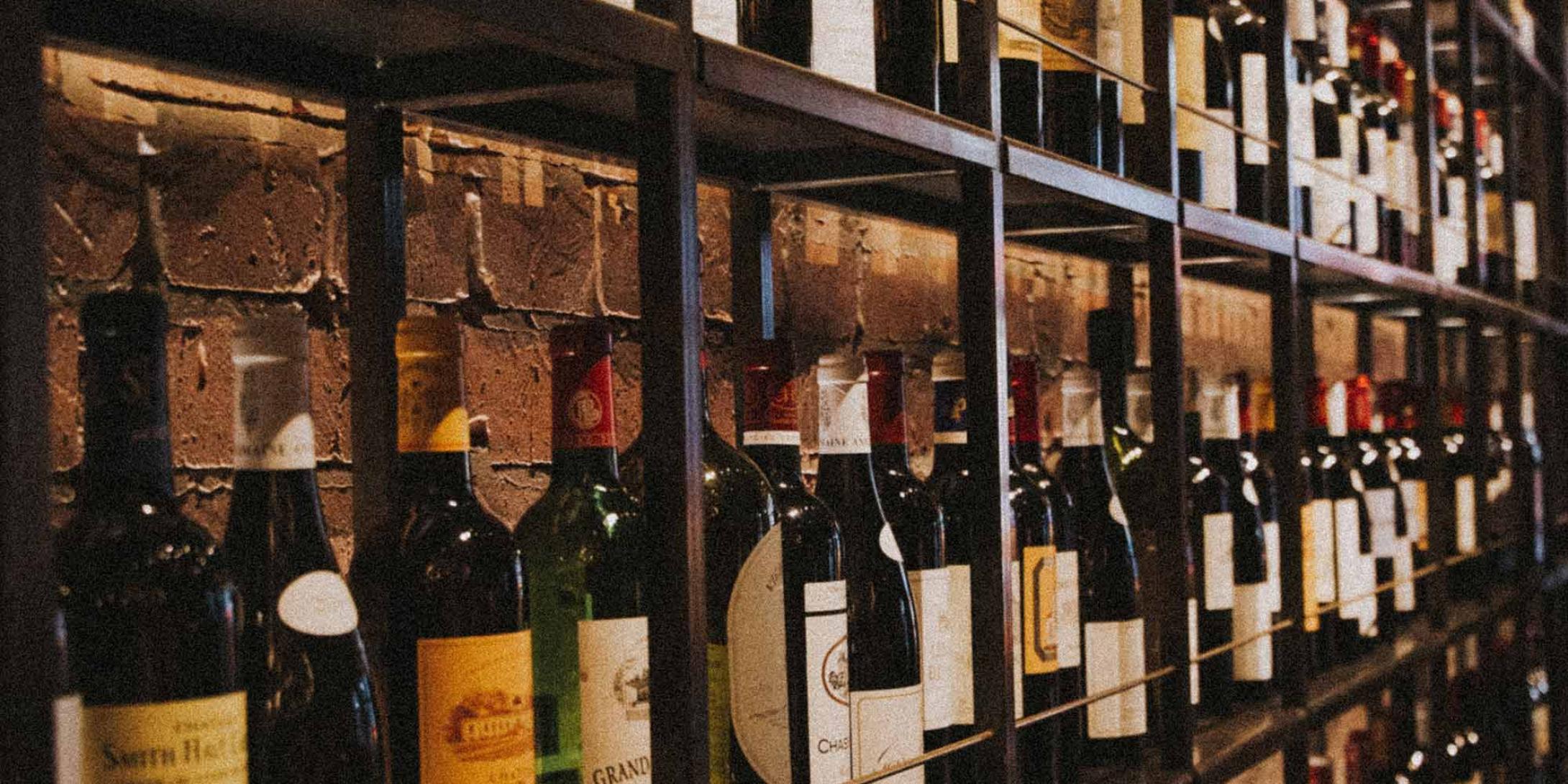 Shelves filled with bottles of wine