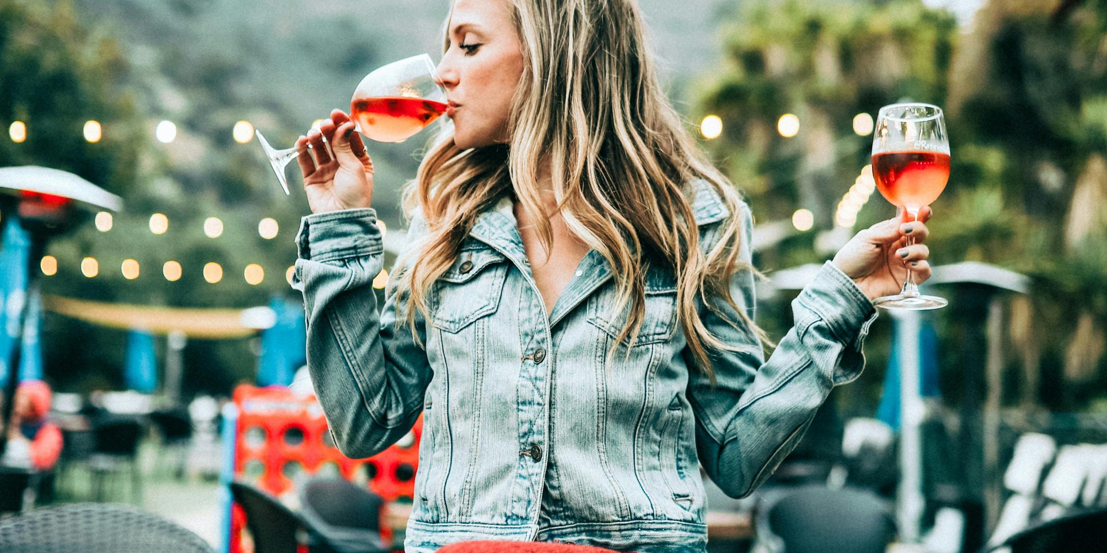Lady drinking rose